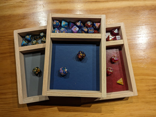 Wood Dice Tray for Dungeons and Dragons (TTRPG) with Dice Vault